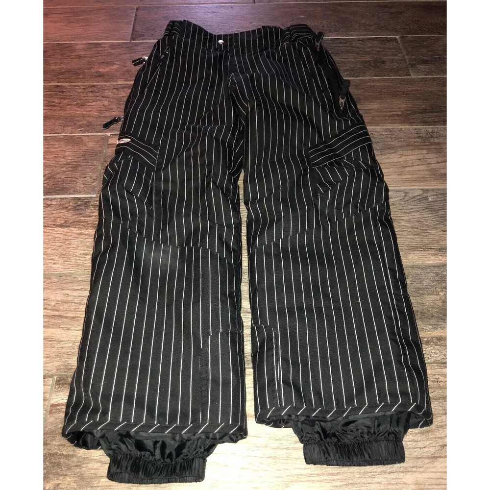 DNA Ride Descente Size 10 Insulated Ski Snow Pants Junior Youth Black White